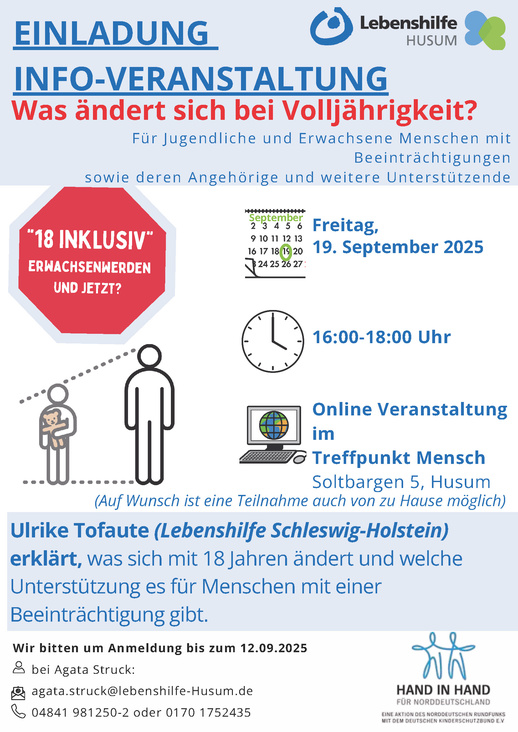 Einladung Info Veranstaltung "Was ändert sich bei Volljährigkeit?"